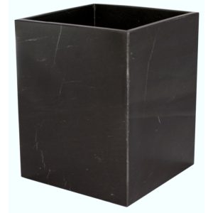 Myrtus Collection Jet Black Marble Wastebasket w/ Liner- sku191850502