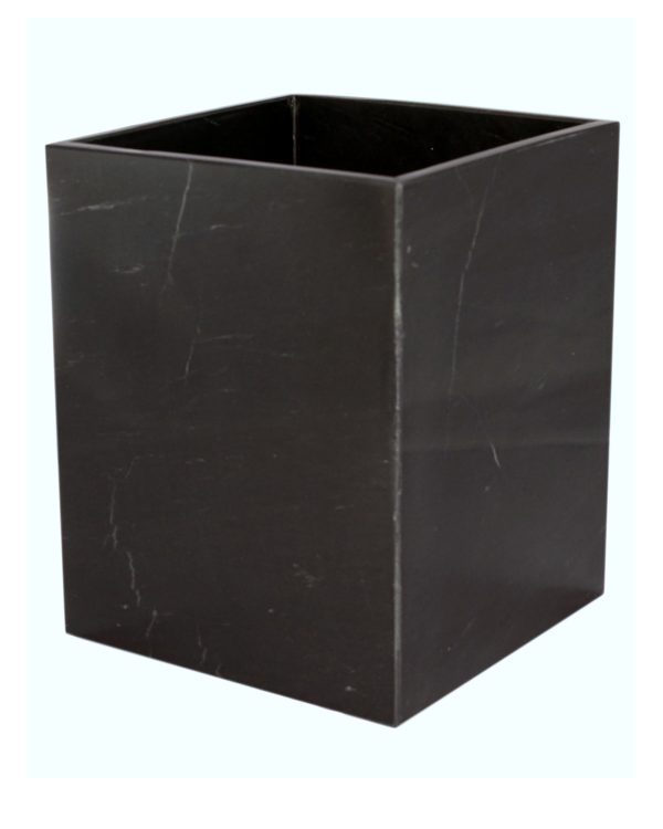 Myrtus Collection Jet Black Marble Wastebasket w/ Liner- sku191850502