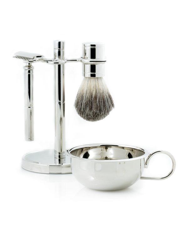 Shaving Set w/ Safety Razor, Cream Brush and Soap Dish- sku184270013