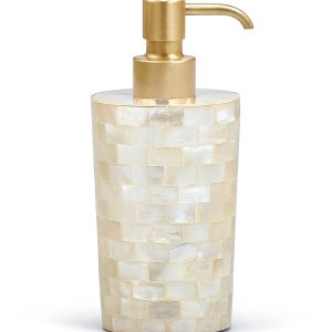 White Agate Pump Dispenser - with Brushed Brass Pump- sku202120233