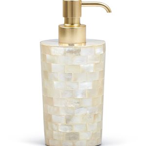 White Agate Pump Dispenser - with Brushed Brass Pump- sku202120221