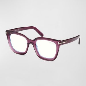 Violet Blue Blocking Square Acetate Glasses- sku217561737