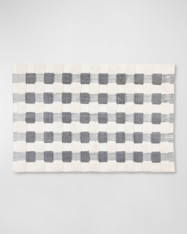 Texture Check Cotton Bath Rug- sku217950621
