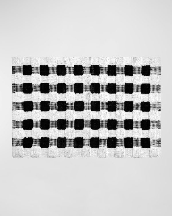 Texture Check Cotton Bath Rug- sku217941580