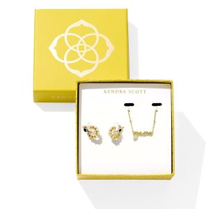 Kendra Scott Cubic Zirconia Mama Necklace & Cailin Hoop Earrings Set in 14K Gold Plated