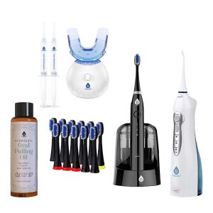 Pursonic Ultimate Oral Care Bundle Smart Electric Toothbrush, Oral Irrigator, Led Whitening, and Ayurvedic Oil