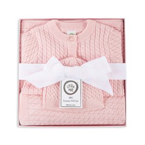 Little Me Boys' Blue Cable Sweater, Hat & Blanket Gift Box - Baby