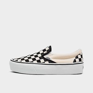 Vans Women&apos;s Classic Slip-On Platform Casual Shoes in Black/Off-White/Black Size 10.0 Canvas - 3118727