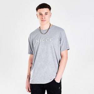 Nicce Men&apos;s Mercury Embroidered Logo T-Shirt in Grey/Grey Size XL 100% Cotton - 5815162