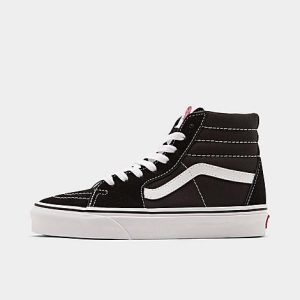 Vans Big Kids&apos; Sk8-Hi Casual Shoes in Black/Black Size 7.0 Canvas/Suede - 2503069