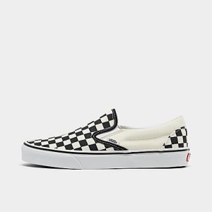 Vans Big Kids&apos; Classic Slip-On Casual Shoes in Black/White/Black Size 7.0 Canvas - 2503037