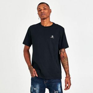 Converse Star Embroidered Star Chevron T-Shirt in Black/Black Size 2XL 100% Cotton - 5850360