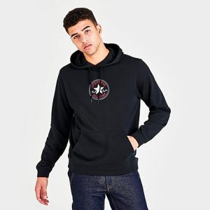 Converse Men&apos;s Chuck Taylor Patch Hoodie in Grey/Black Size Medium 100% Cotton - 5850377