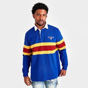 Polo Ralph Lauren Men&apos;s Polo Sport Long-Sleeve Rugby Shirt in Blue/Sapphire Star Multi Size 2XL 100% Cotton/Twill/Jersey - 5838111