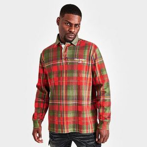 Polo Ralph Lauren Men&apos;s Polo Sport Madras Print Long-Sleeve Rugby Shirt in Red/Sandstone Madras Size 2XL 100% Cotton/Twill/Jersey - 5838096
