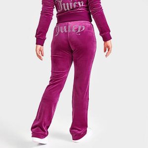 Juicy Couture Women&apos;s OG Big Bling Velour Track Pants in Purple/Candied Fig Size XL Polyester/Spandex/Velour - 5887249
