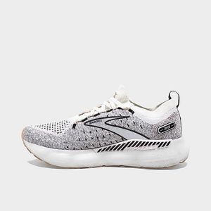 Brooks Women&apos;s Glycerin StealthFit GTS 20 Running Shoes in White/Grey/White Size 11.0 Knit/Silk - 3535182