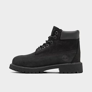 Timberland Little Kids&apos; 6 Inch Premium Waterproof Boots in Black/Black Size 1.5 Leather - 2010579
