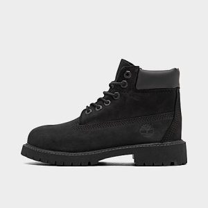 Timberland Big Kids&apos; 6 Inch Premium Waterproof Boots in Black/Black Size 6.5 Leather - 1566712