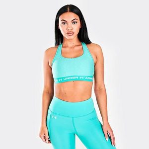 Under Armour Women&apos;s Mid Crossback Heather Medium-Support Sports Bra in Blue/Neptune Size XS Polyester - 5774167