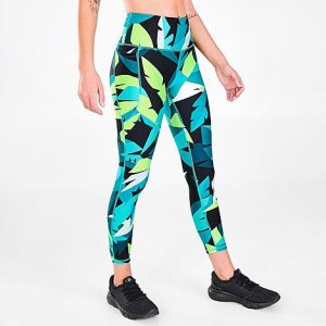 Under Armour Women&apos;s HeatGear No-Slip Waistband Allover Print Cropped Performance Leggings in Blue/Neptune Size XL Polyester - 5774141