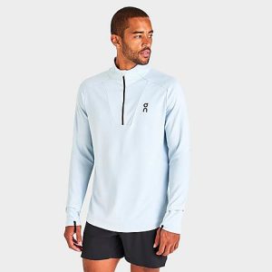 On Men&apos;s Climate Running Top in Blue/Hail Size Large Polyester/Knit - 5875300