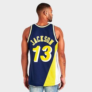 Mitchell And Ness Mark Jackson Indiana Pacers NBA 1996-97 Hardwood Classics Swingman Basketball Jersey in Blue/Navy Size Large 100% Polyester/Jersey - 5886002