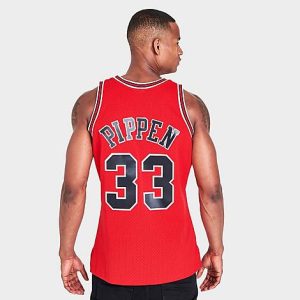 Mitchell And Ness Men&apos;s Chicago Bulls NBA Scottie Pippen Swingman Jersey in Red/Black Size 2XL Knit/Jersey - 5804098