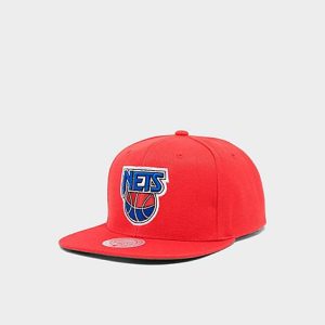 Mitchell And Ness Brooklyn Nets NBA Hardwood Classics Snapback Hat in Red/Red - 8206857
