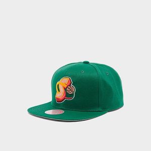 Mitchell And Ness Seattle Supersonic NBA Hardwood Classics Snapback Hat in Green/Sonics Green - 8206842