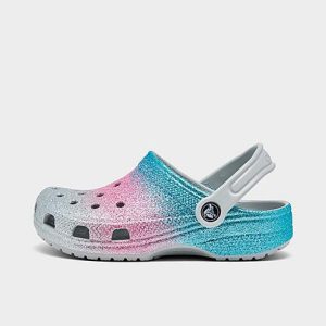 Crocs Girls&apos; Little Kids&apos; Classic Glitter Clog Shoes in Blue/Pink/Grey/Shimmer Size 13.0 - 3198206