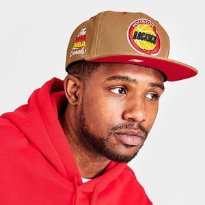 Mitchell And Ness Houston Rockets NBA Wheat Hardwood Classics Snapback Hat in Beige/Wheat - 8206854