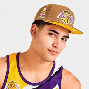 Mitchell And Ness Los Angeles Lakers NBA Wheat Hardwood Classics Snapback Hat in Beige/Wheat - 8206855