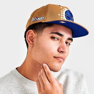 Mitchell And Ness Orlando Magic NBA Wheat Hardwood Classics Snapback Hat in Beige/Wheat - 8206870