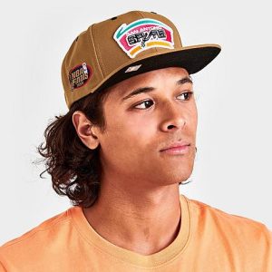Mitchell And Ness San Antonio Spurs NBA Wheat Hardwood Classics Snapback Hat in Beige/Wheat - 8206868