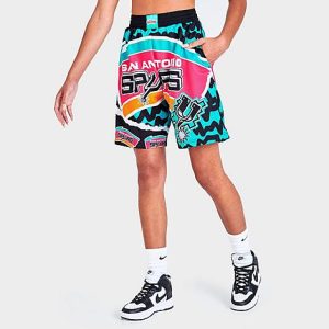 Mitchell And Ness Women&apos;s San Antonio Spurs NBA Jumbotron 2.0 Sublimated Shorts Size Large 100% Polyester - 5880267