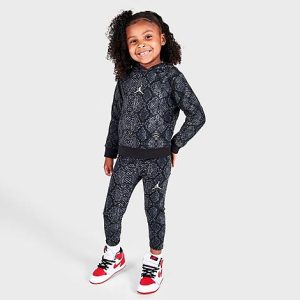 Jordan Girls&apos; Toddler Jumpman Python Hoodie and Leggings Set in Black/Black Size 3 T Fleece - 5811775