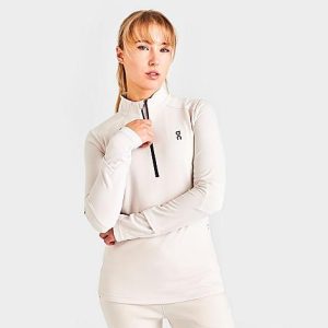 On Women&apos;s Climate Quarter-Zip Running Top in White/Pearl Size XL Polyester - 5823568