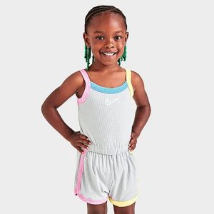 Nike Girls&apos; Toddler Retro Rewind Romper in Grey/Grey Heather Size 4 T Polyester/Knit - 5839171