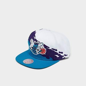 Mitchell And Ness Charlotte Hornets NBA Paintbrush Snapback Hat in Blue/White/Green 100% Polyester/Wool - 8205112