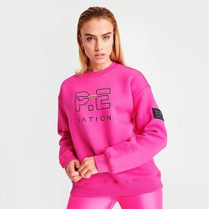 P.e Nation Women&apos;s Full Start Crewneck Sweatshirt in Pink/Pink Glo Size XL Cotton/Fleece - 5886059