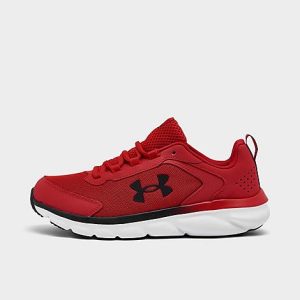 Under Armour Boys&apos; Big Kids&apos; Assert 9 Stay-Put Running Shoes (Wide Width) in Red/Red Size 6.5 - 3175171
