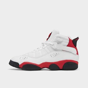 Jordan Big Kids&apos; 6 Rings Basketball Shoes in Red/White/White Size 5.0 Leather - 3149073