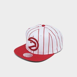 Mitchell And Ness Atlanta Hawks NBA Pinstripe HWC Snapback Hat in Red/White/White Polyester/Wool - 8205128