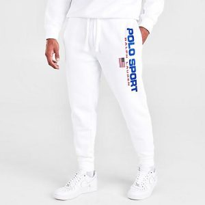 Polo Ralph Lauren Men&apos;s Ralph Lauren Polo Sport Fleece Jogger Pants in White/White Size Large Cotton/Polyester/Fleece - 5795219