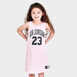 Jordan Girls&apos; Little Kids&apos; Air 23 Jersey Dress in Pink/Light Pink Size 6X - 5839540