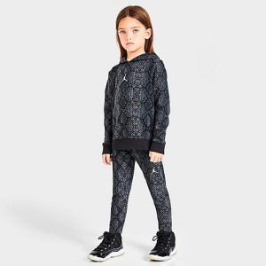 Jordan Girls&apos; Little Kids&apos; Jumpman Python Hoodie and Leggings Set in Black/Black Size 6X Fleece - 5812019