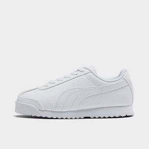 Puma Little Kids&apos; Roma Basic Casual Shoes in White/ White Size 13.5 Leather - 3203854