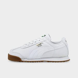 Puma Little Kids&apos; Roma Fairgrounds Casual Shoes in White/ White Size 3.5 Leather - 3509143