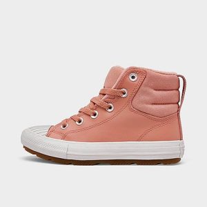 Converse Girls&apos; Little Kids&apos; Chuck Taylor All Star Berkshire Leather High Top Casual Boots in Pink/Rust Pink Size 11.0 Leather/Fleece - 3041367